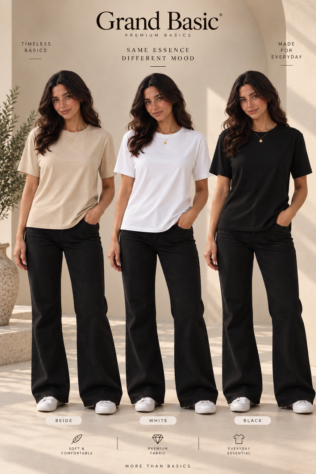 3-bundle cotton basic Short sleeve