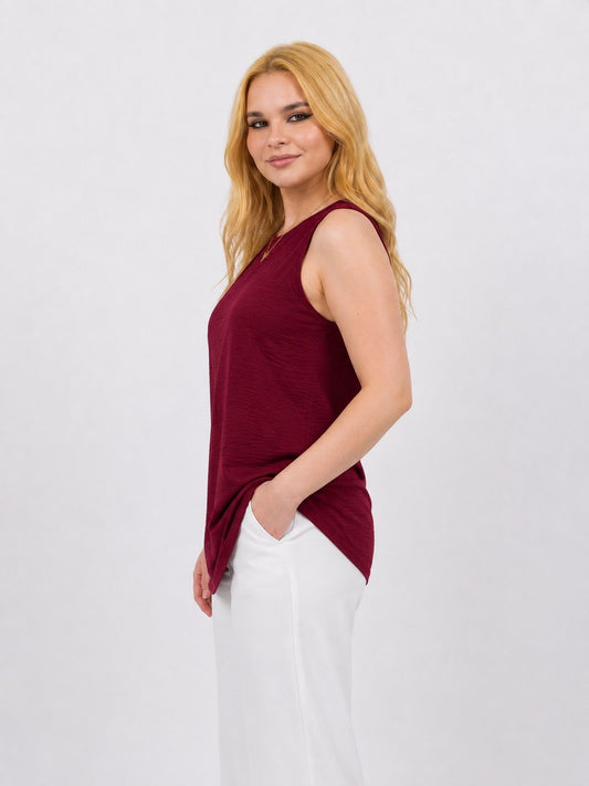 Basic Cut Top - Burgundy