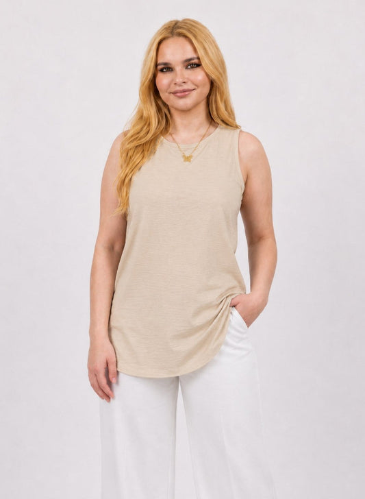 Basic Cut Top - Beige